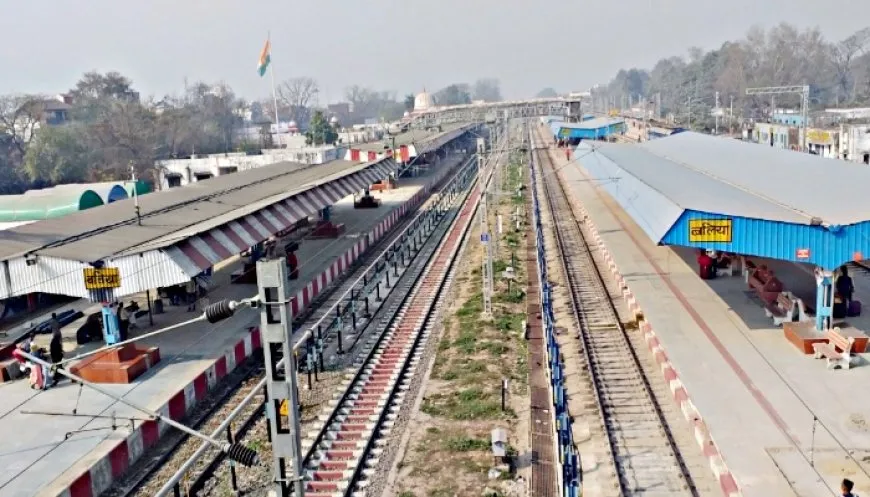 बलिया न्यूज : रेल टर्मिनल मैदान का ड्रोन कैमरे से सर्वे