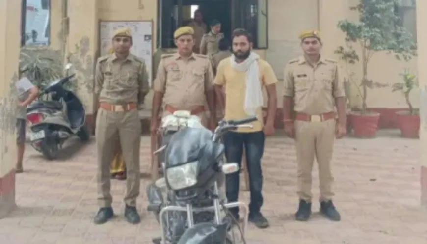 बलिया में चोरी की बाइक के साथ तस्कर गिरफ्तार, सवा किलो गांजा भी मिला।
