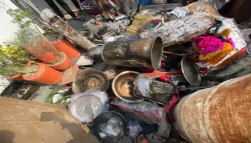 बर्तन की दुकान में बिजली के शार्ट सर्किट से लगी आग, लाखों का सामान जलकर राख, लोगों ने काबू करने की काफी कोशिश की