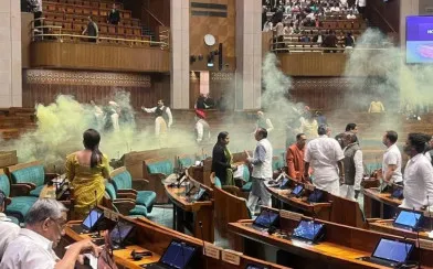 संसद की सुरक्षा में चूक, कार्यवाही के दौरान दर्शक दीर्घा से कूदे दो लोग