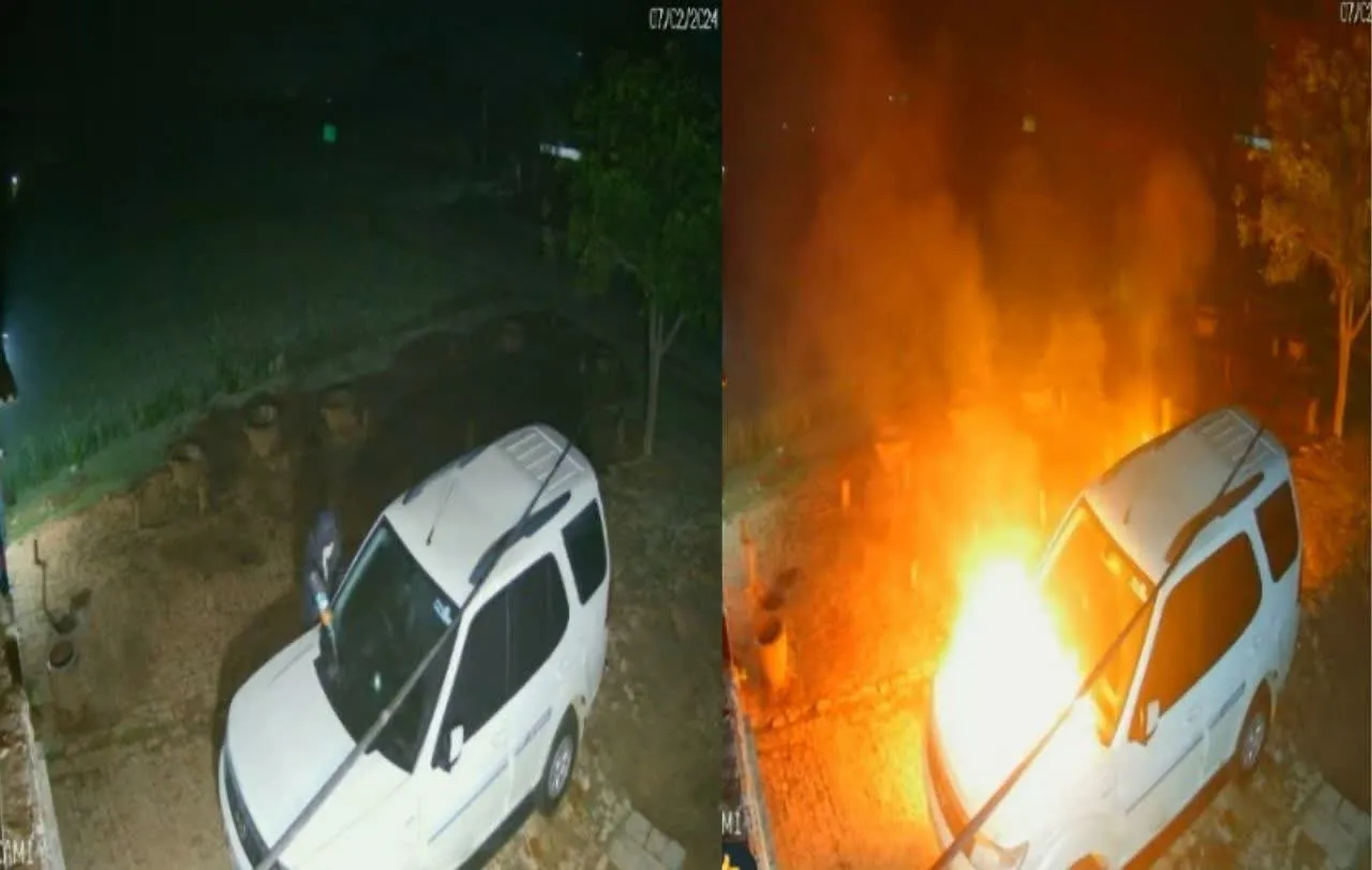 Varanasi News : मुंह पर रुमाल बांधकर आया और पेट्रोल छिड़कर सफारी में लगा दी आग, सीसीटीवी कैमरे में कैद हुई वारदात 