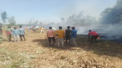 अयोध्या: 11 हजार लाइन का तार गिरा,जली गेहूं और गन्ने की फसल