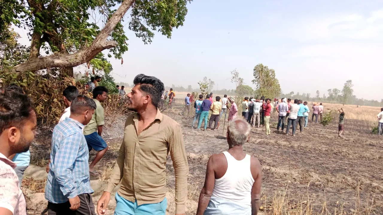 पीलीभीत:  आग लगने से किसान की दो एकड़ से भी ज्यादा फसल जलकर हुई राख
