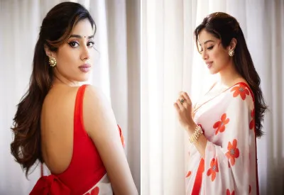 Janhvi Kapoor Photos : माथे पर बिंदी, चेहरे पर स्माइल...प्रिंटेड साड़ी में बेहद खूबसूरत लग रहीं 'धड़क गर्ल', तस्वीरों से नजरें हटाना हुआ मुश्किल
