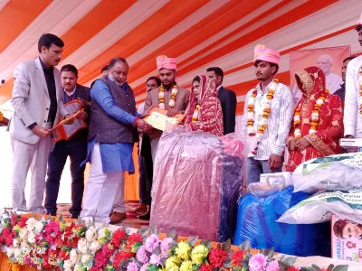 बलिया में मुख्यमंत्री सामूहिक विवाह समारोह, 227 जोड़े विवाह बंधन में बंधे