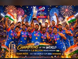 T20 World Cup 2026 : भारत बना टी-20 का विश्व विजेता, फाइनल में न्यूजीलैंड को 96 रन से हराया