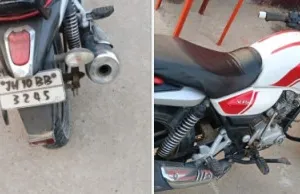 बलिया : मंदिर के पास दो दिनों से खड़ी लावारिस बाइक, पुलिस कर रही जांच