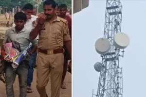 बलिया में मोबाइल टावर पर चढ़ा युवक, नौ घंटे बाद उतरा; मुकदमों में कार्रवाई की मांग को लेकर किया हाईवोल्टेज ड्रामा